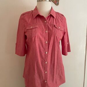 a.n.a Pink 3/4 Sleeve Button Down Shirt